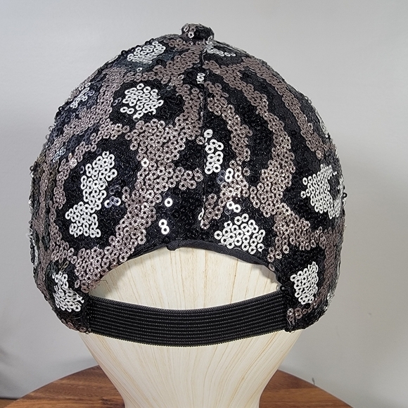 Sequin Leopard Pattern Animal Print Ball Cap Womens One Size - Picture 6 of 15